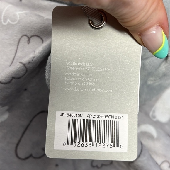 Just Born Elephant Security Blanket Lovey Gray Clouds 25” NWT - Picture 12 of 12